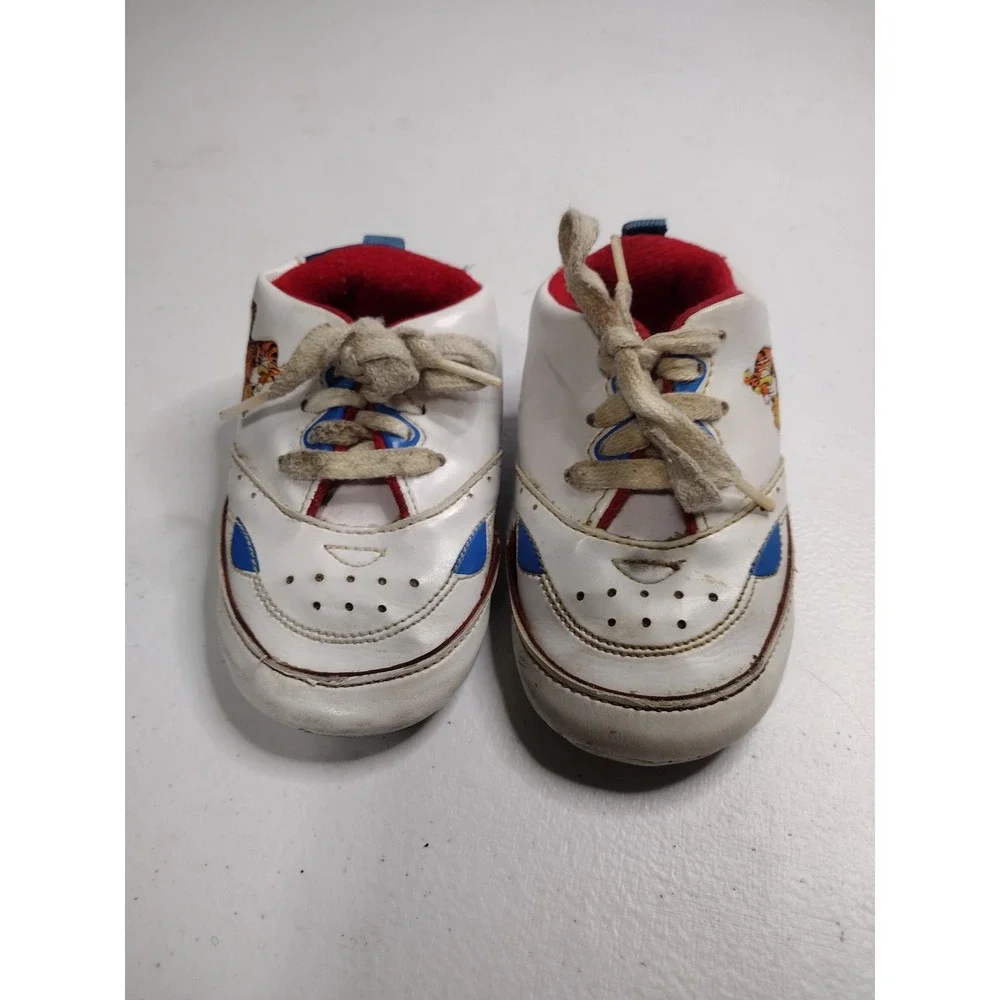 Disney Winnie the Pooh‎ Tigger Vintage Crib Shoes White Blue Red Baby Size 3